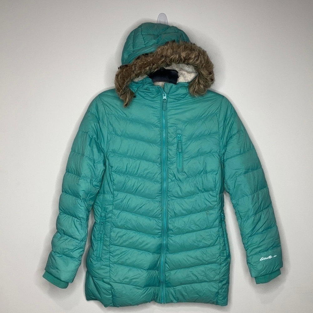 Eddie Bauer down filled puffer coat teal green‎ size M (10/12)